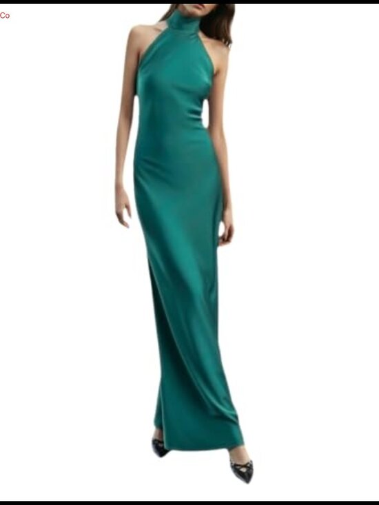 Dresses & Skirts - Satin Halter Formal Maxi Dress High Neck Backless Wedding Guest